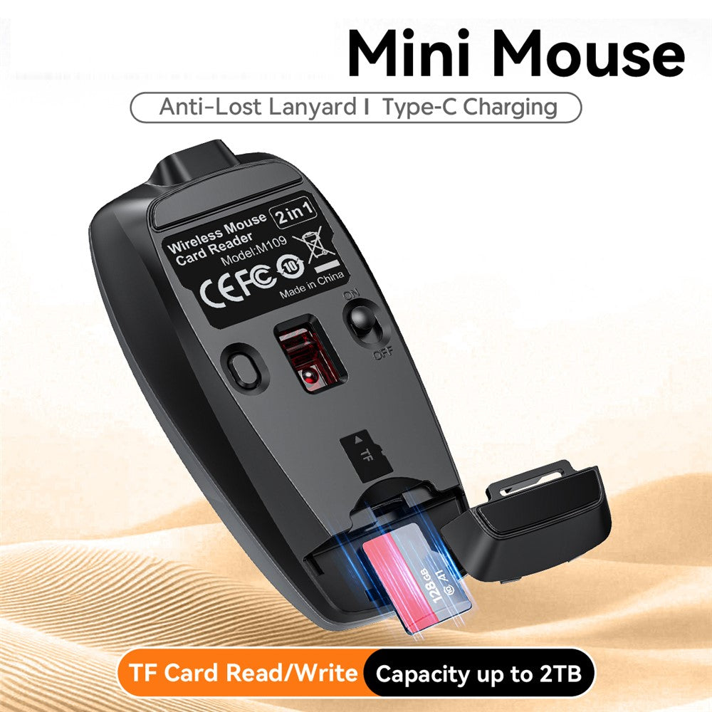 HXSJ M109 2-in-1 For Windows / MacOS / Linux 3 DPI Adjustable Bluetooth-compatible Wireless Mouse TF Card Reader