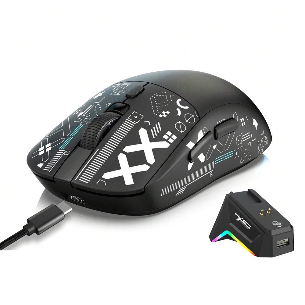 HXSJ T90 Pro 3-Mode Connection Gaming Mouse with Charging Dock Wireless RGB Backlight Silent Mouse for PC / Laptop