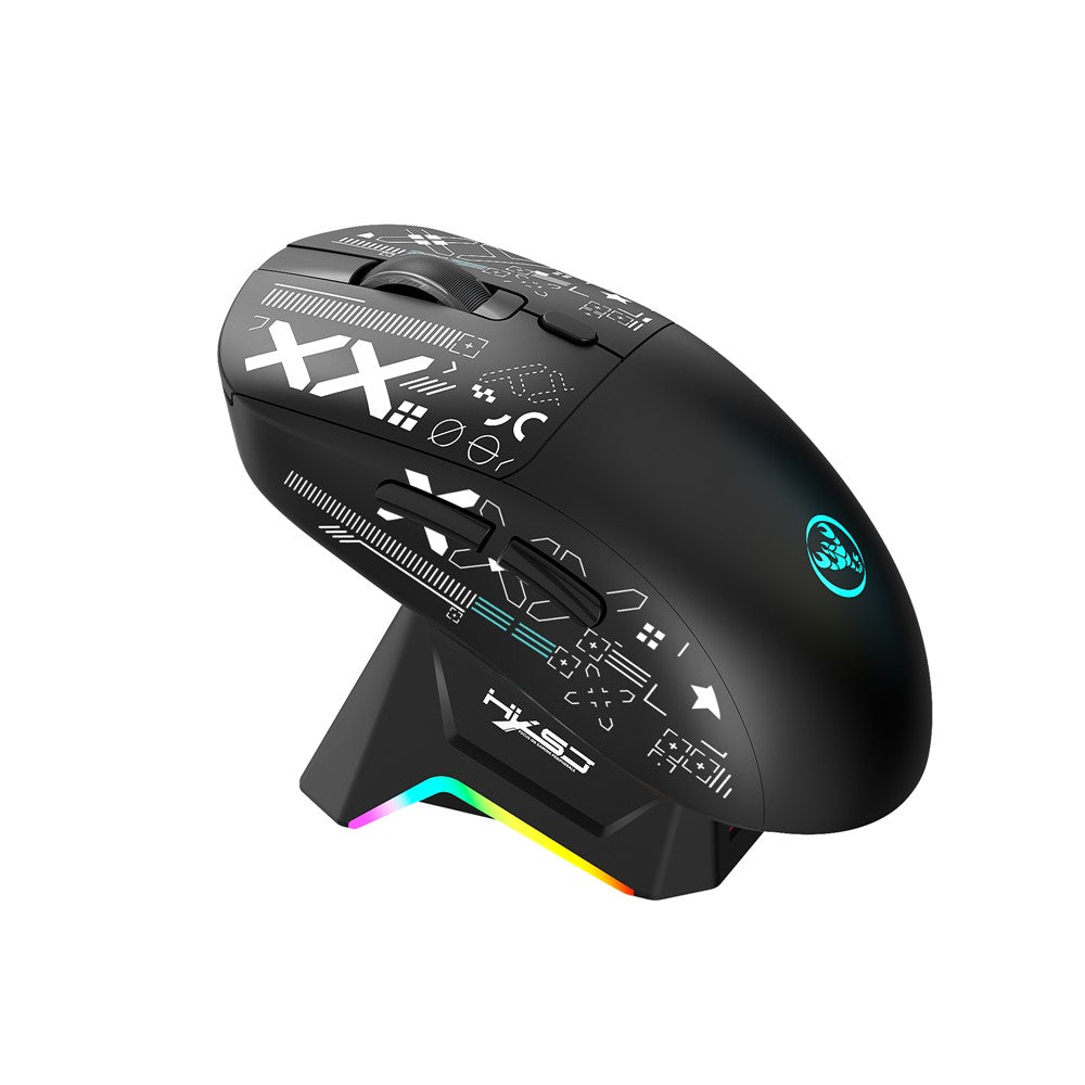 HXSJ T90 Pro 3-Mode Connection Gaming Mouse with Charging Dock Wireless RGB Backlight Silent Mouse for PC / Laptop