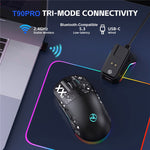 HXSJ T90 Pro 3-Mode Connection Gaming Mouse with Charging Dock Wireless RGB Backlight Silent Mouse for PC / Laptop