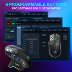 HXSJ T90 Pro 3-Mode Connection Gaming Mouse with Charging Dock Wireless RGB Backlight Silent Mouse for PC / Laptop