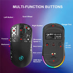 HXSJ T90 Pro 3-Mode Connection Gaming Mouse with Charging Dock Wireless RGB Backlight Silent Mouse for PC / Laptop