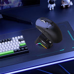 HXSJ T10 Pro Lightweight Wireless Gaming Mouse with 3-Mode Connection / Charging Dock / Macro Programmable Mouse 1KHz 12000DPI