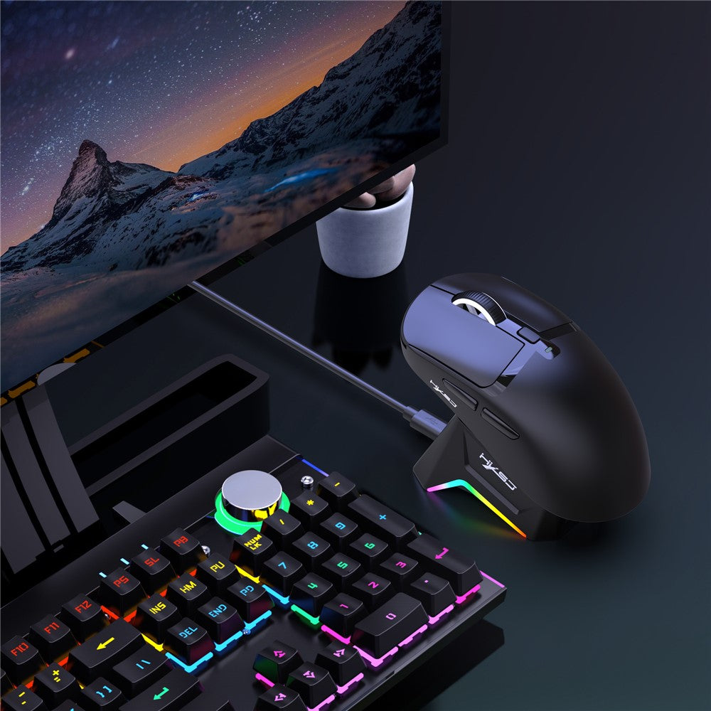 HXSJ T10 Pro Lightweight Wireless Gaming Mouse with 3-Mode Connection / Charging Dock / Macro Programmable Mouse 1KHz 12000DPI