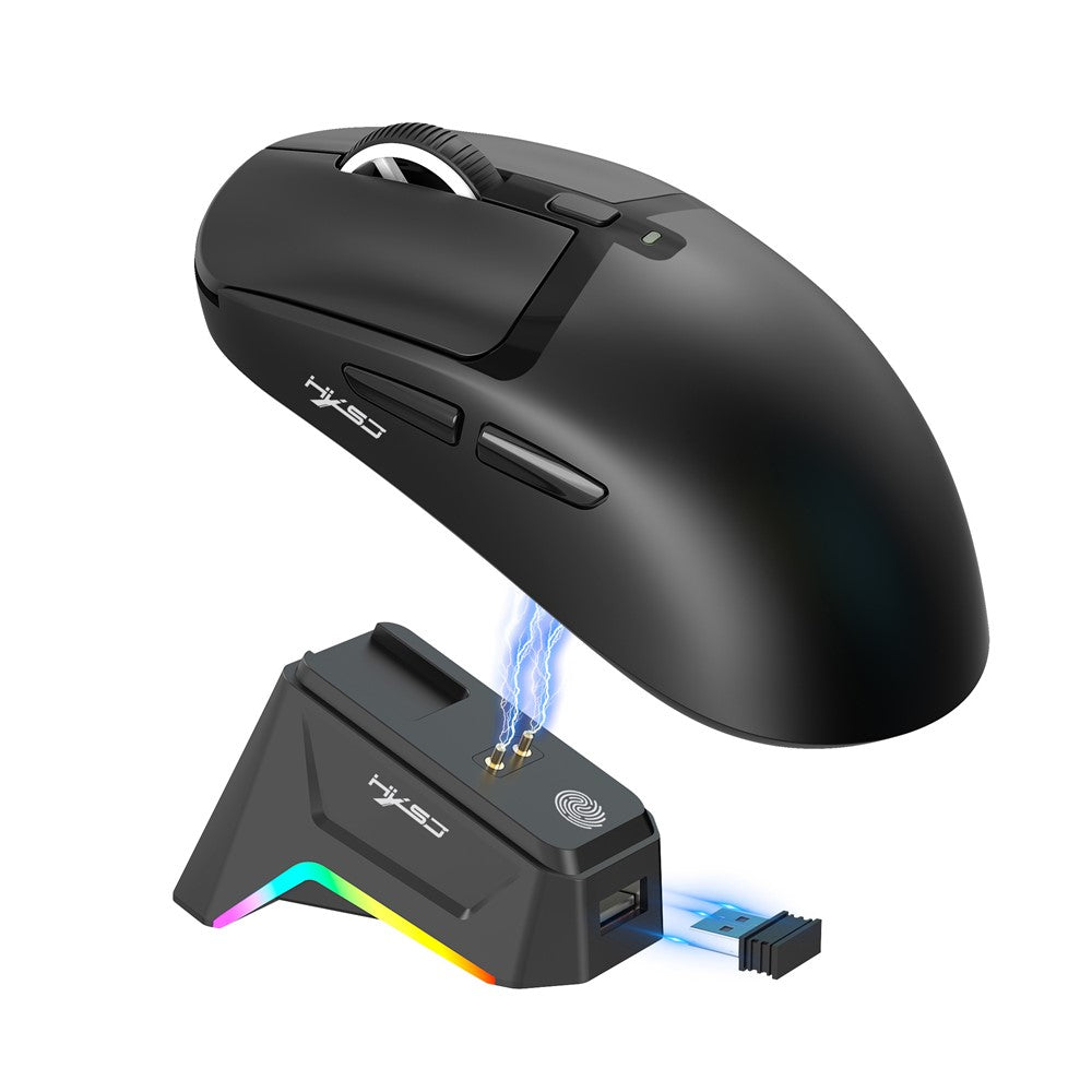 HXSJ T10 Pro Lightweight Wireless Gaming Mouse with 3-Mode Connection / Charging Dock / Macro Programmable Mouse 1KHz 12000DPI