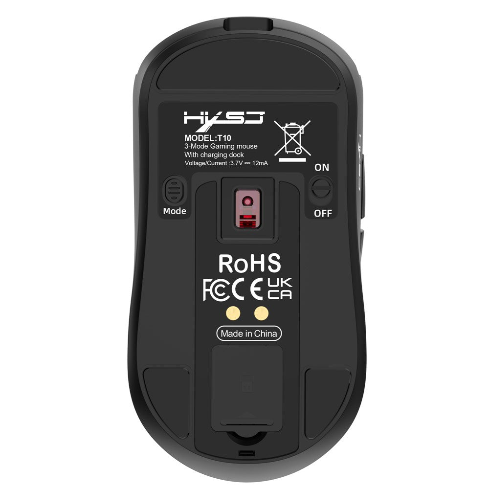 HXSJ T10 Pro Lightweight Wireless Gaming Mouse with 3-Mode Connection / Charging Dock / Macro Programmable Mouse 1KHz 12000DPI