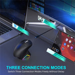 HXSJ T10 Pro Lightweight Wireless Gaming Mouse with 3-Mode Connection / Charging Dock / Macro Programmable Mouse 1KHz 12000DPI