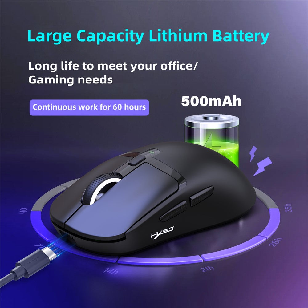 HXSJ T10 Pro Lightweight Wireless Gaming Mouse with 3-Mode Connection / Charging Dock / Macro Programmable Mouse 1KHz 12000DPI