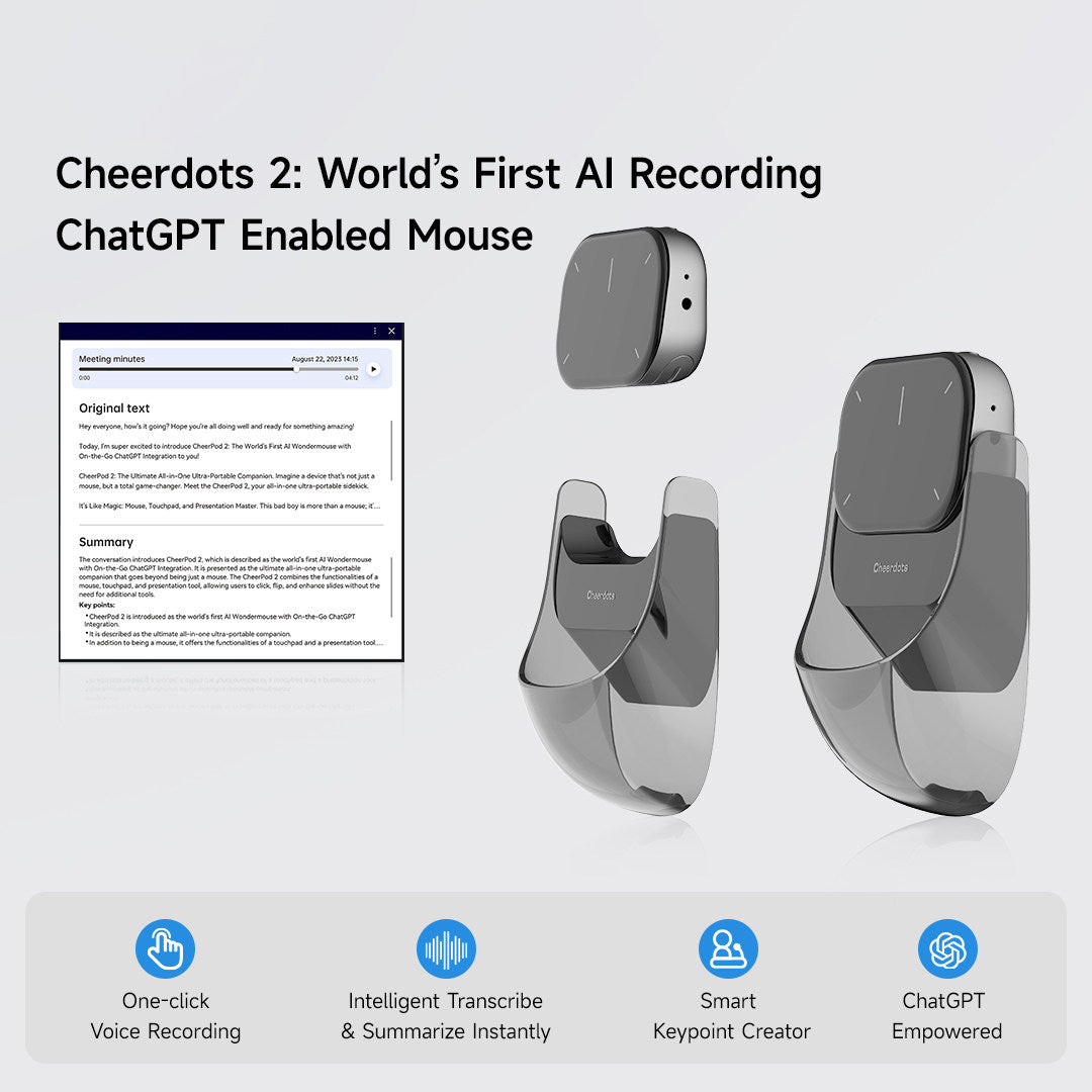 CHEERDOTS 2 Magnetic Pocket Air Mouse Bluetooth-compatible Wireless Touchpad Gaming Mouse with Recording Function