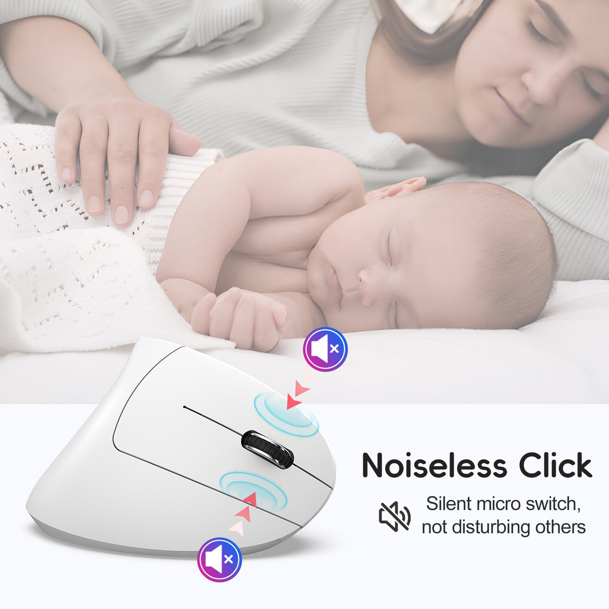 HXSJ T22 Ergonomic Vertical Mouse 2.4G/Bluetooth-compatible Dual Mode 2400DPI Adjustable Mouse