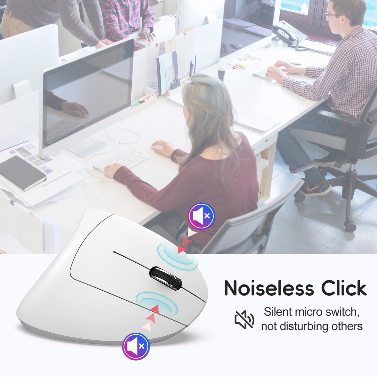 HXSJ T22 Ergonomic Vertical Mouse 2.4G/Bluetooth-compatible Dual Mode 2400DPI Adjustable Mouse