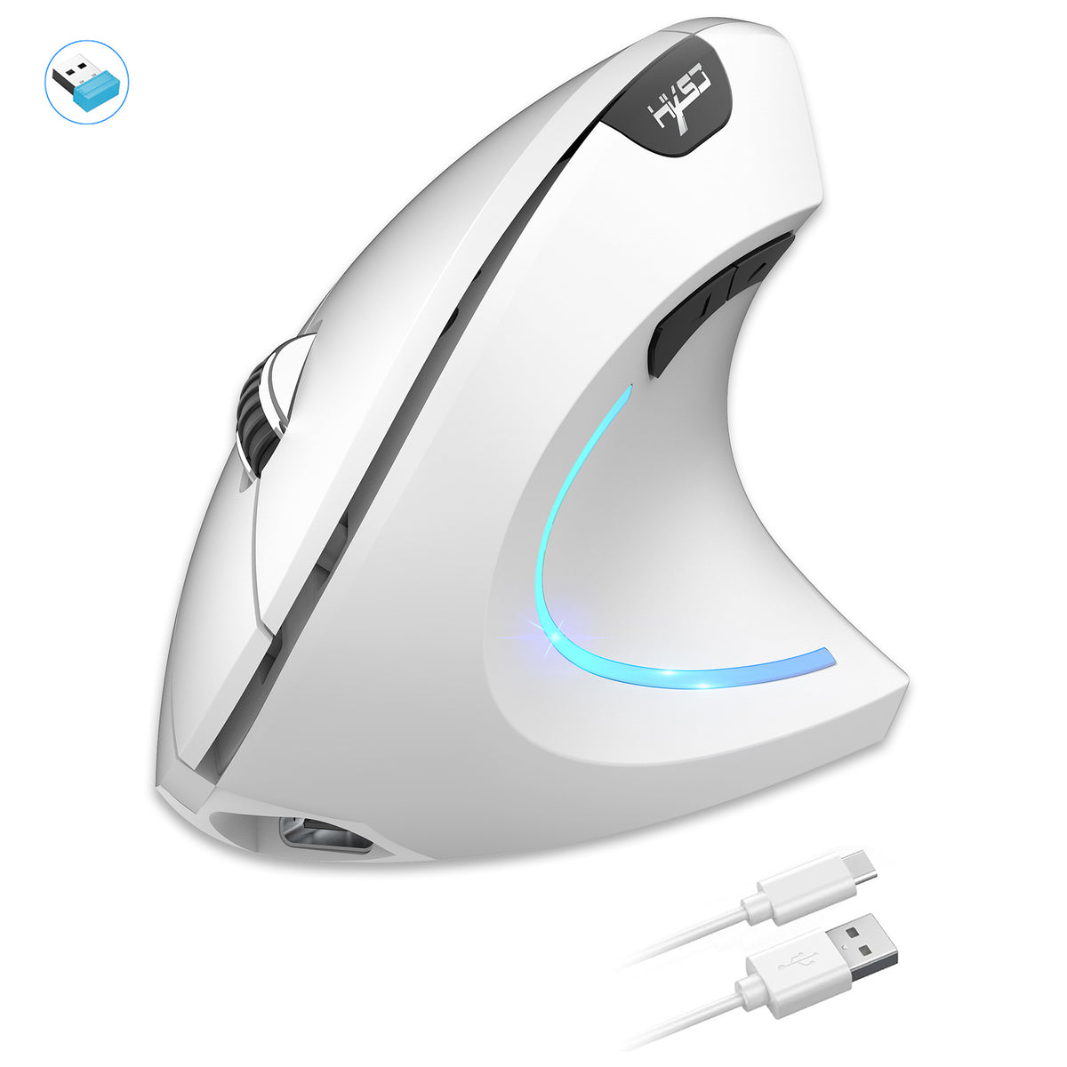 HXSJ T22 Ergonomic Vertical Mouse 2.4G/Bluetooth-compatible Dual Mode 2400DPI Adjustable Mouse