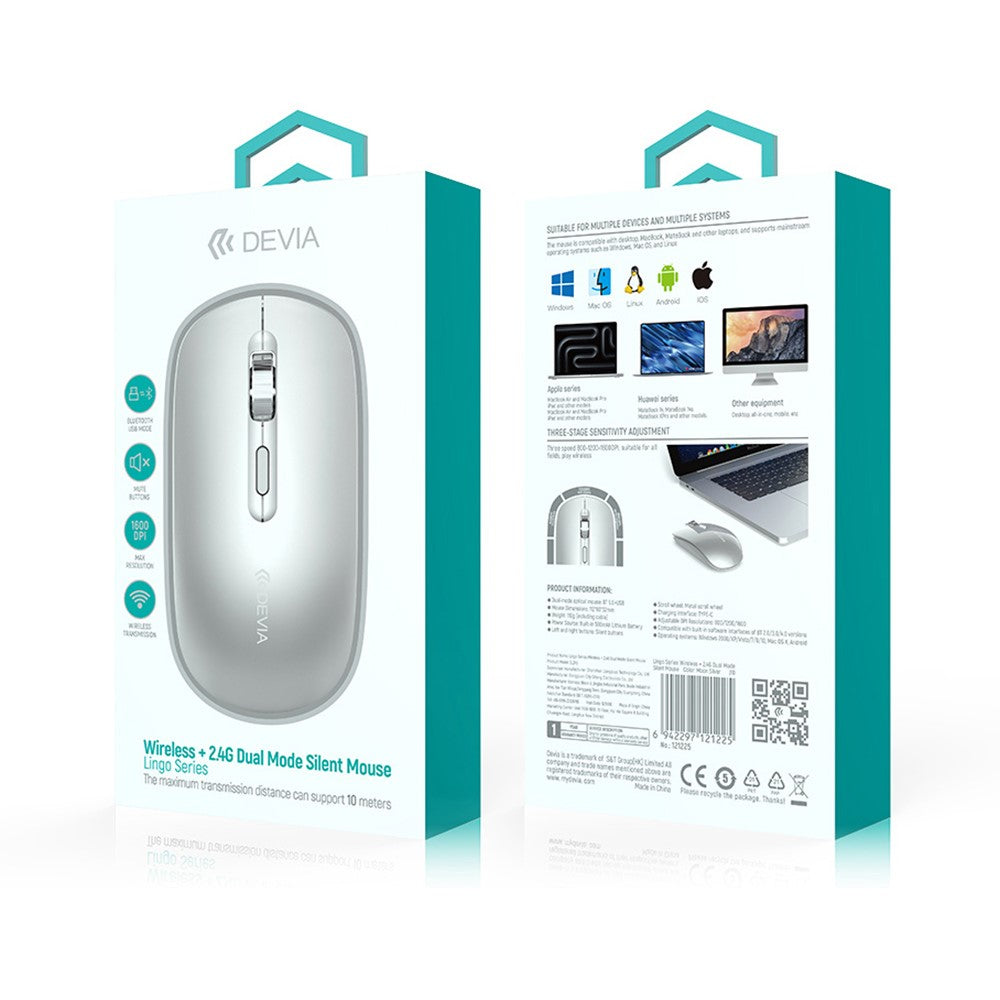 DEVIA Lingo Series Wireless Mouse Bluetooth-compatible / 2.4G Dual Mode 3 DPI Adjustable Silent Mouse