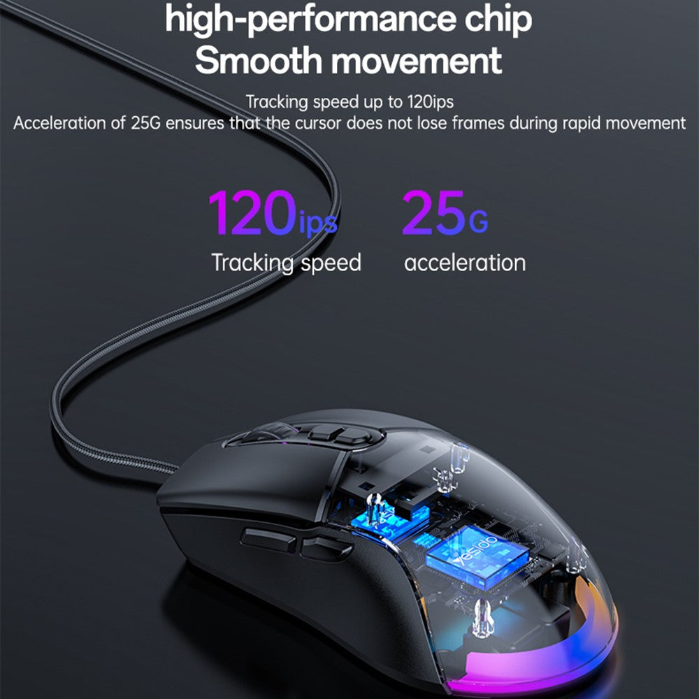 YESIDO KB46 Trådløs Gamingmus 2.4G / Bluetooth-kompatibel / Kablet USB-mus med RGB-baggrundslys