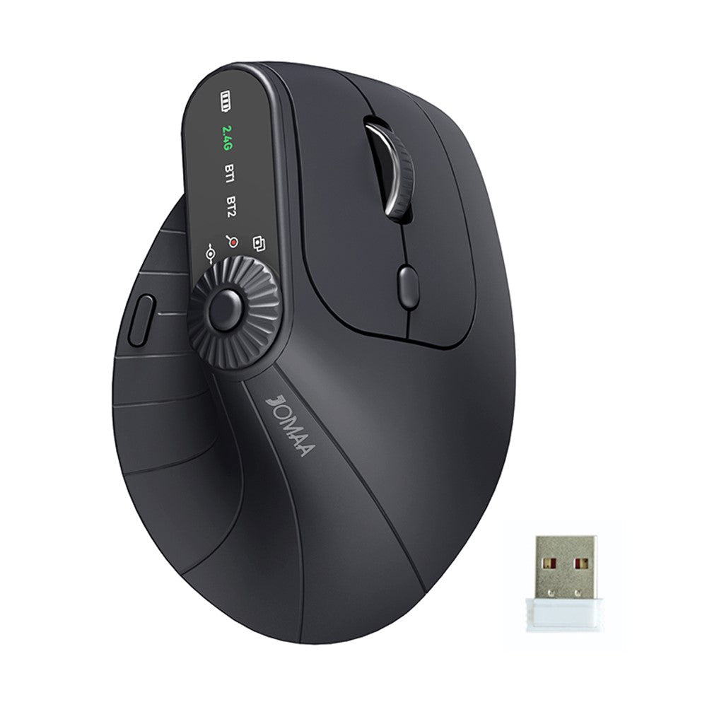 JOMAA JOM001 Wireless Vertical Mouse 2.4G  /  Bluetooth-compatible Tri-mode LED Display Ergonomic Rechargeable Mouse for Office