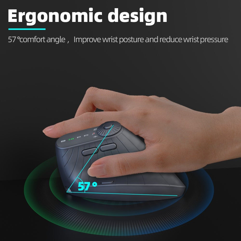 JOMAA JOM001 Wireless Vertical Mouse 2.4G  /  Bluetooth-compatible Tri-mode LED Display Ergonomic Rechargeable Mouse for Office
