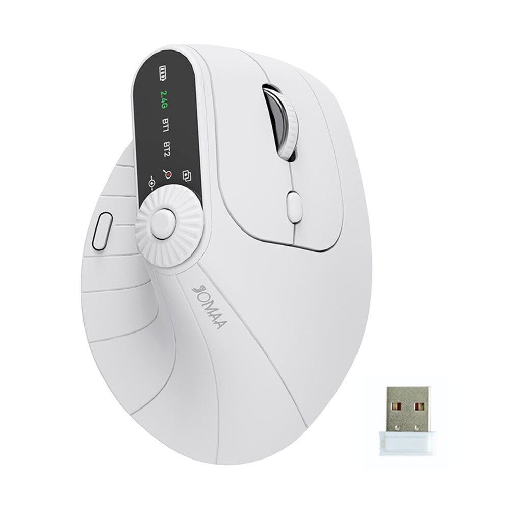 JOMAA JOM001 Wireless Vertical Mouse 2.4G  /  Bluetooth-compatible Tri-mode LED Display Ergonomic Rechargeable Mouse for Office