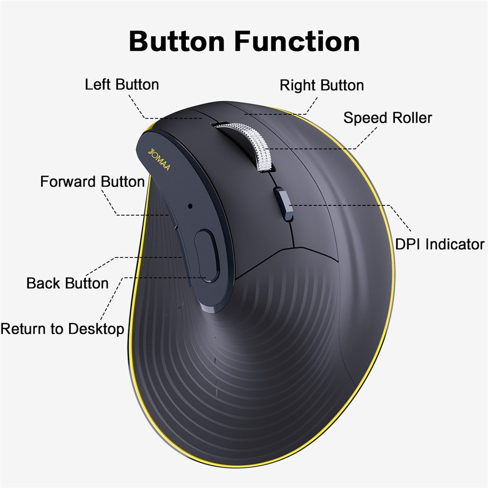 JOMAA JOM655 2.4G Trådløs Bluetooth-kompatibel Dual Mode Mus Genopladelig Lydløs Ergonomisk Trådløs Mus til Kontor