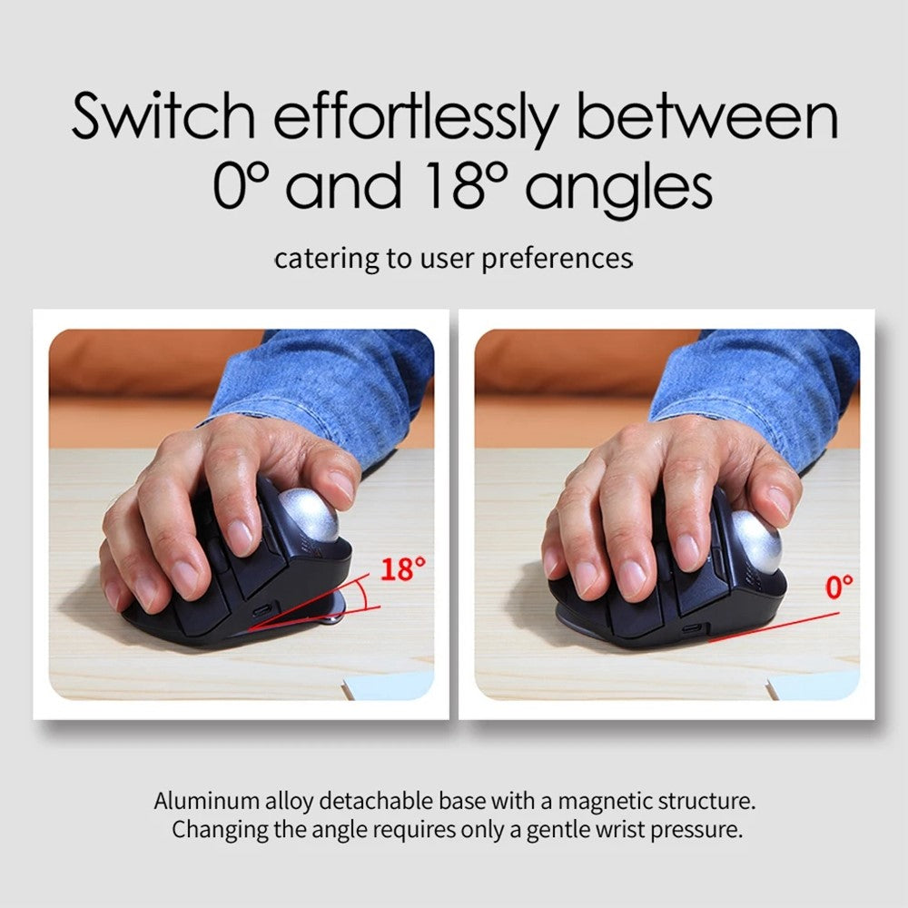 F-33 Trackball Wireless Mouse 2.4G Bluetooth-compatible RGB Ergonomic Rechargeable Cordless Mouse for Gaming Office