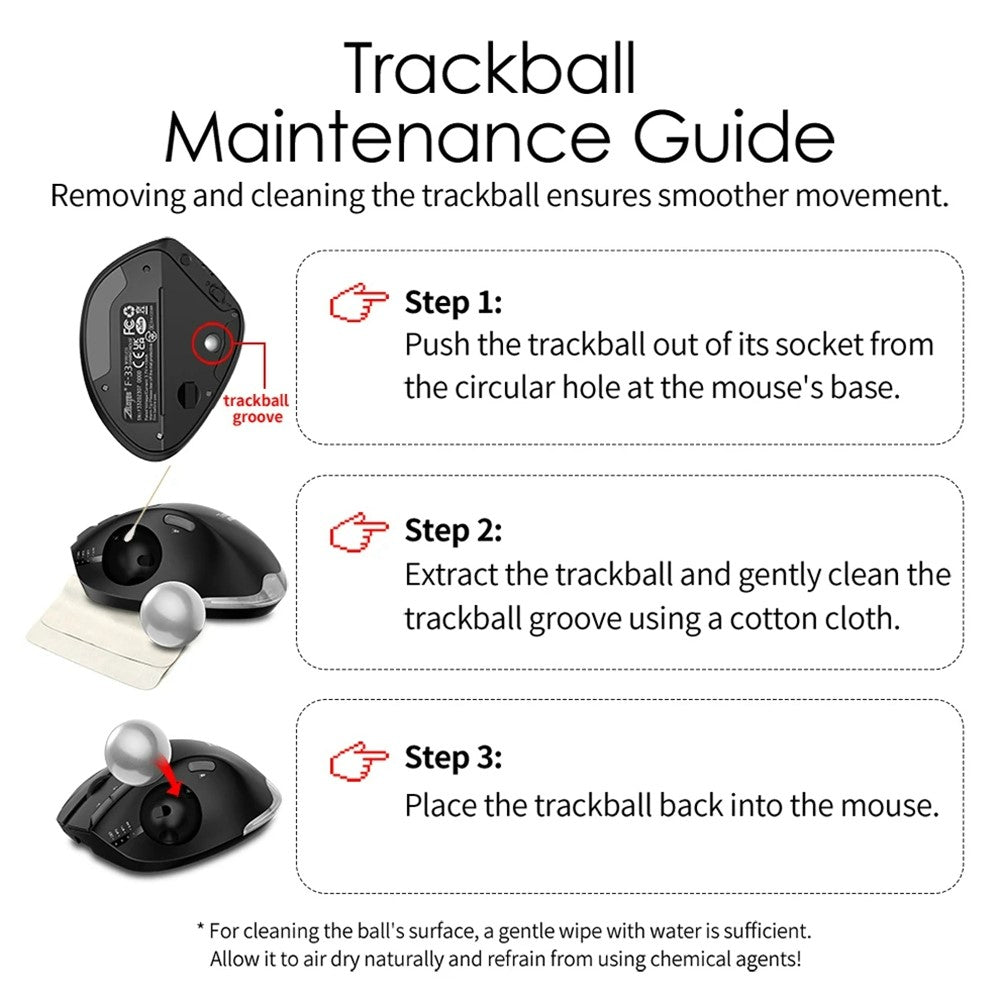 F-33 Trackball Wireless Mouse 2.4G Bluetooth-compatible RGB Ergonomic Rechargeable Cordless Mouse for Gaming Office