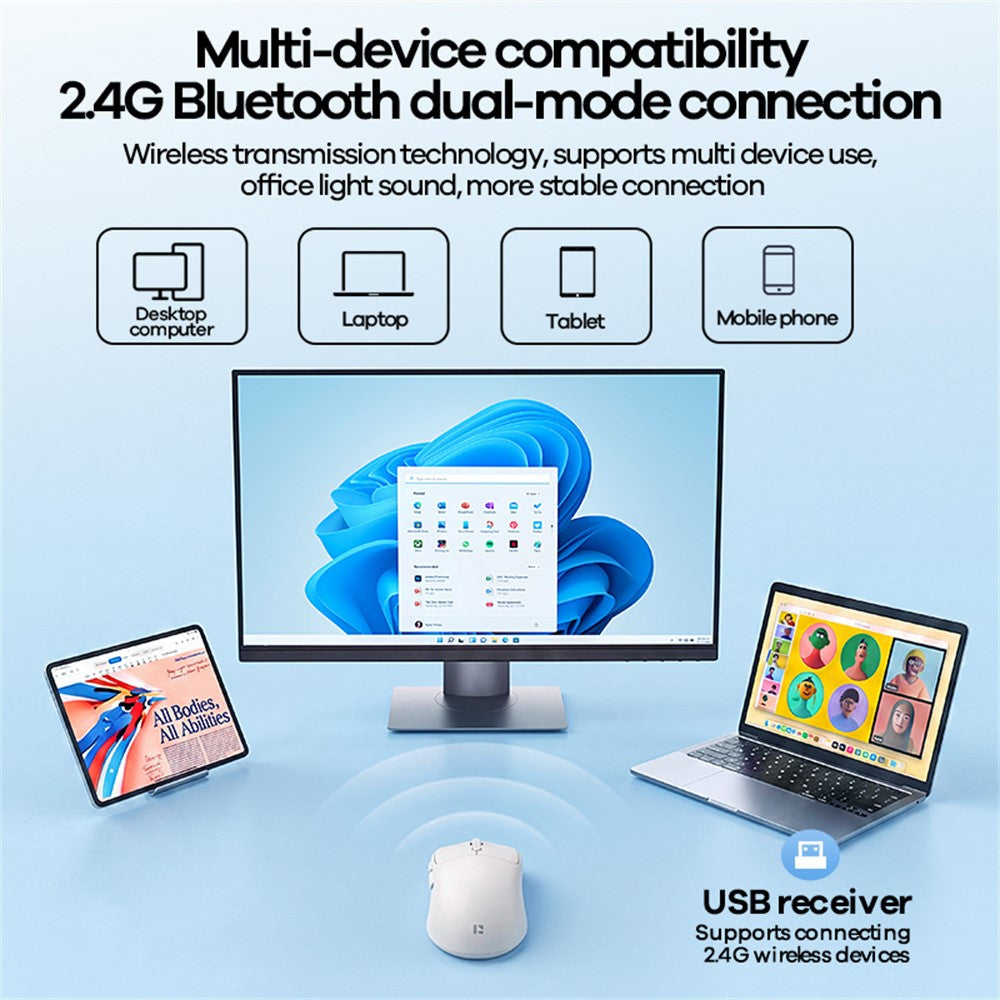 REMAX WM-01 Wireless Mouse 2.4G Bluetooth-compatible Dual Mode 6-Keys DPI Adjustable Ergonomic Silent Mice  for Office Gaming