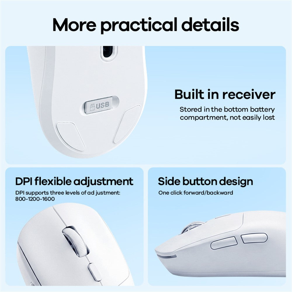 REMAX WM-01 Wireless Mouse 2.4G Bluetooth-compatible Dual Mode 6-Keys DPI Adjustable Ergonomic Silent Mice  for Office Gaming