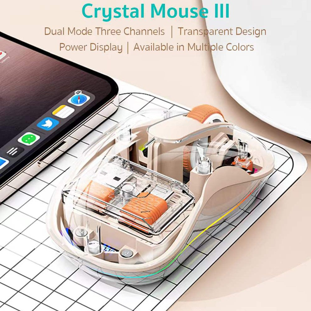 COTECI OF-005 Crystal Mouse III Transparent Wireless Mouse 2.4G Bluetooth-compatible Dual Mode
