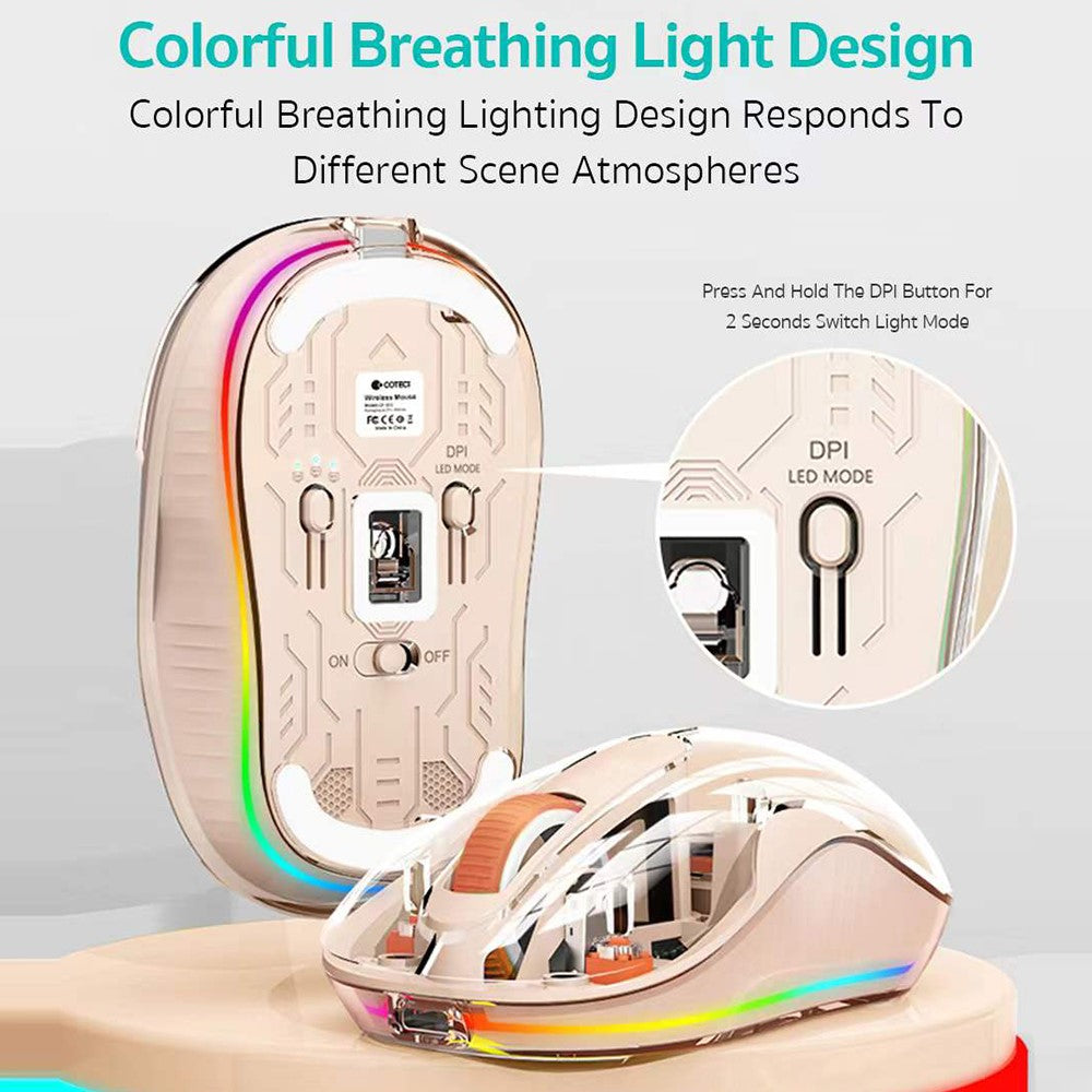 COTECI OF-005 Crystal Mouse III Transparent Wireless Mouse 2.4G Bluetooth-compatible Dual Mode