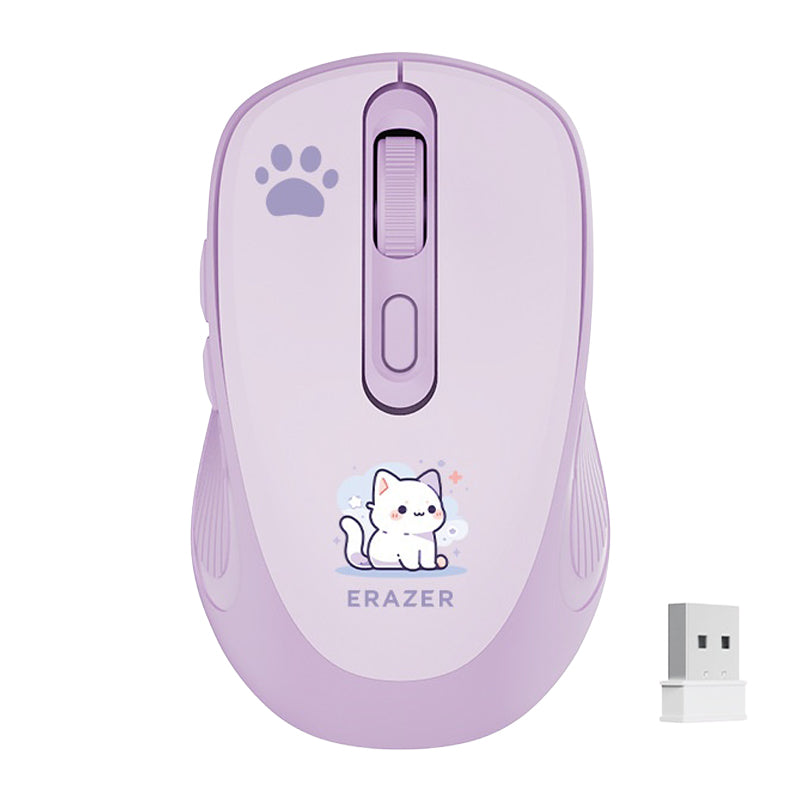 ERAZER N300 Sød Kat Mønster 2.4G/Bluetooth-kompatibel Dual Mode Trådløs Mus til Kontor Bærbar Computer Gaming (Investeret af Lenovo)