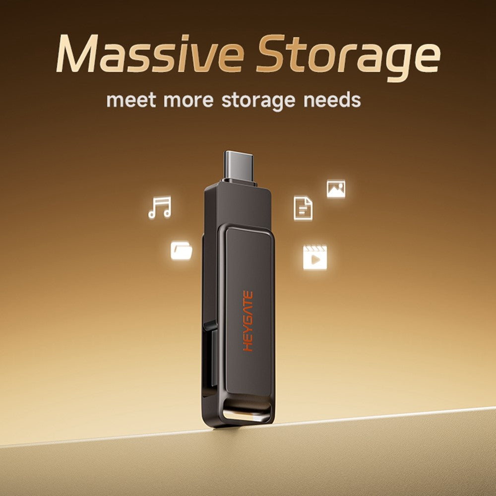 HEYGATE L1 32GB Flash Drive 2-in-1 USB-A + USB-C High-Speed Memory Stick for Phone PC Laptop