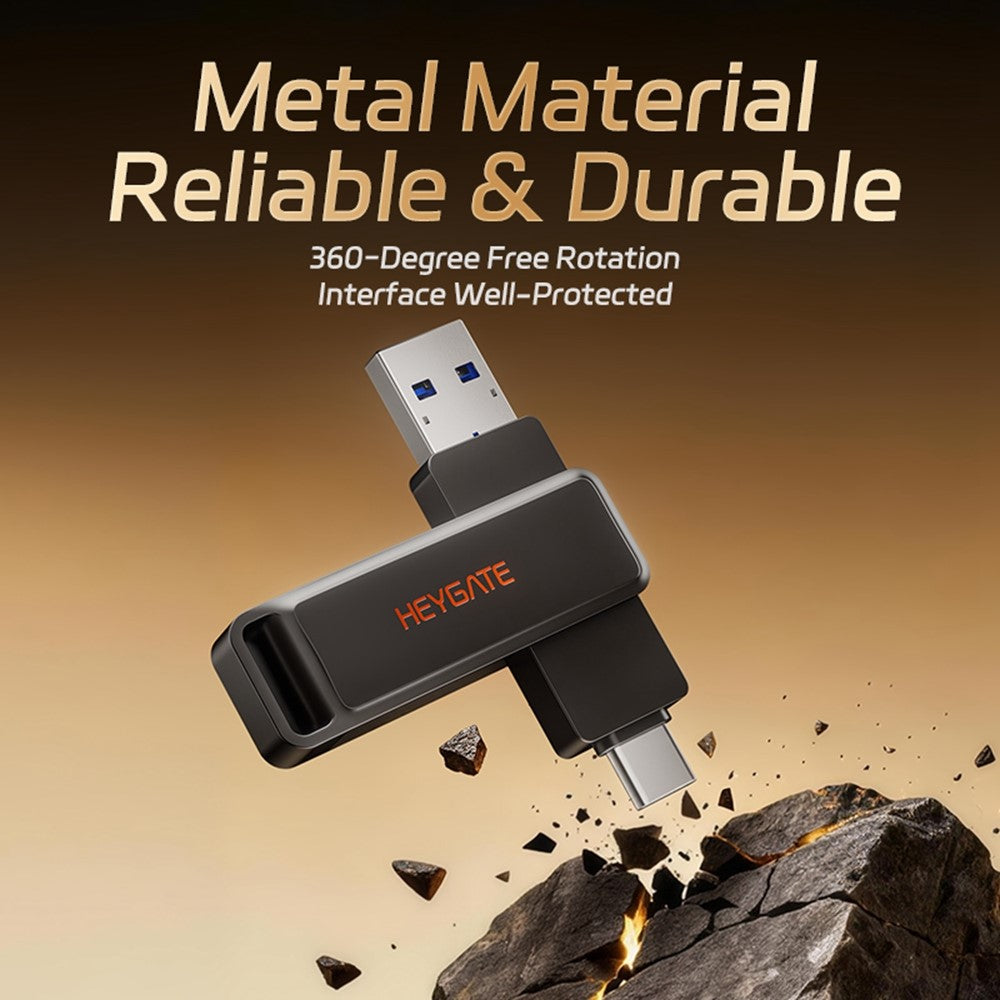 HEYGATE L1 32GB Flash Drive 2-in-1 USB-A + USB-C High-Speed Memory Stick for Phone PC Laptop