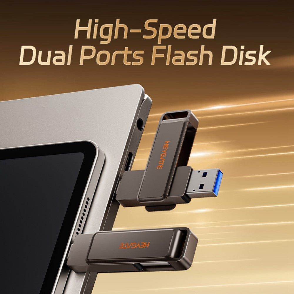 HEYGATE L1 128GB USB Flash Drive Dual Interface USB 3.0 Type-C 100MB / s High Speed Memory Stick for Phone PC Laptop