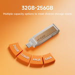 HEYGATE L2 256GB 2-in-1 USB 3.0 Flash Drive Dual Interface USB-A Type-C 100MB / s High Speed Memory Stick U Disk for Phone PC Laptop