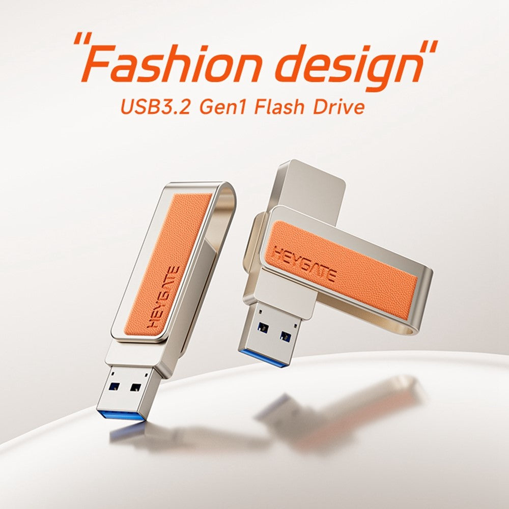 HEYGATE U1 128GB USB 3.2 Flash Drive 150MB / s High Speed Metal Rotating Design Memory Stick U Disk for PC Printer Projector