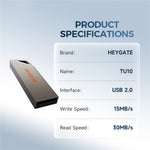 HEYGATE TU10 8GB USB Flash Drive Mini Pendrive Aluminum Alloy USB 2.0 Memory Stick Plug and Play