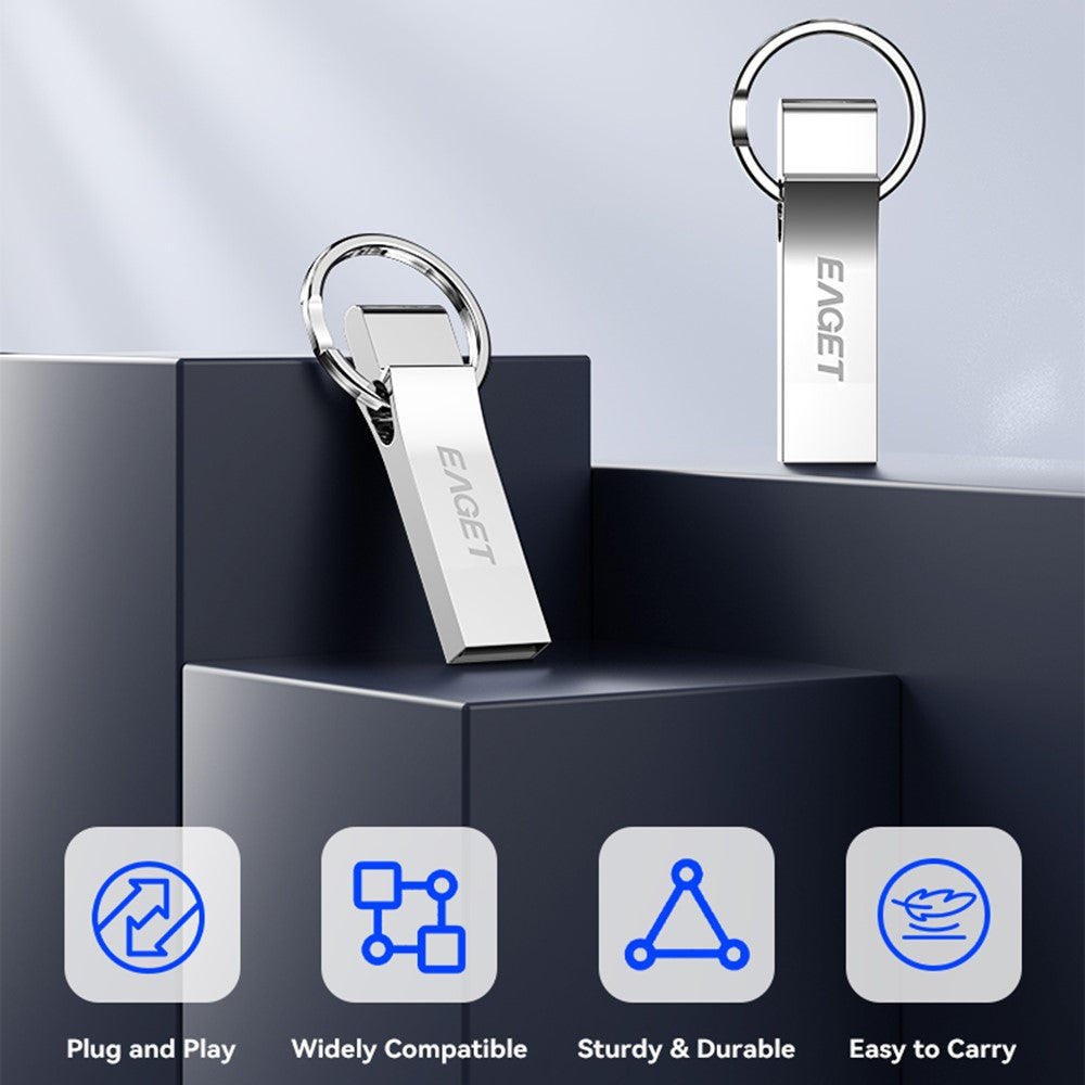 EAGET U9H 32GB USB2.0 Flashdrev i zinklegering med metalkeyhanger til hjemmekontor-backup