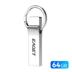 EAGET U9H 64GB USB2.0 Flash Drive Zinc Alloy U Disk with Metal Keyring for Home Office Backup
