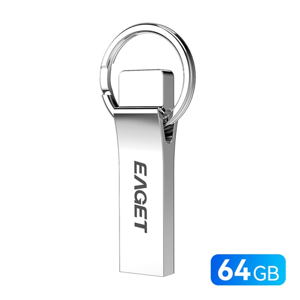 EAGET U9H 64GB USB2.0 Flash Drive Zinc Alloy U Disk with Metal Keyring for Home Office Backup