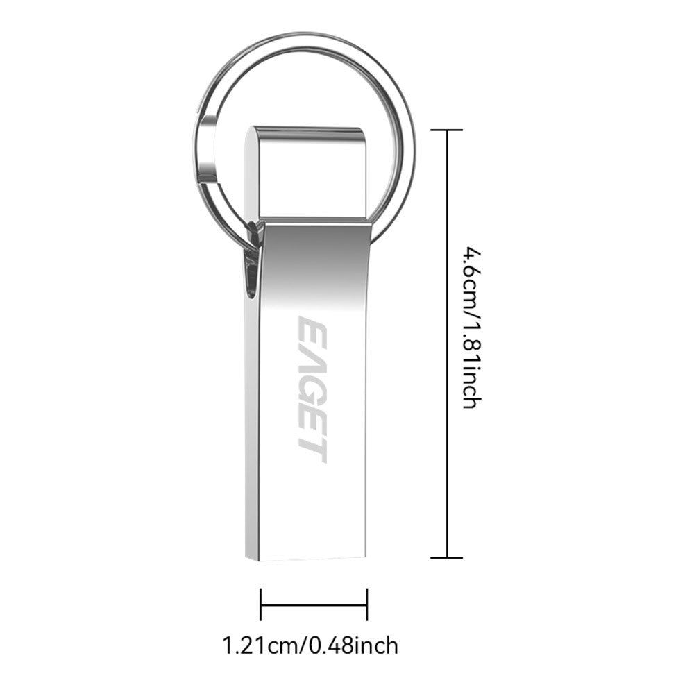 EAGET U9H 64GB USB2.0 Flash Drive Zinc Alloy U Disk with Metal Keyring for Home Office Backup