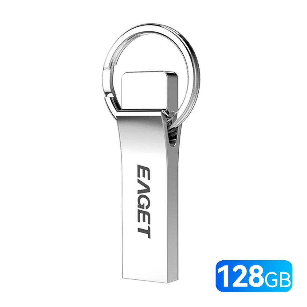 EAGET U9H 128GB USB2.0 Flash Drive Zinc Alloy U Disk with Metal Keyring for Home Office Backup