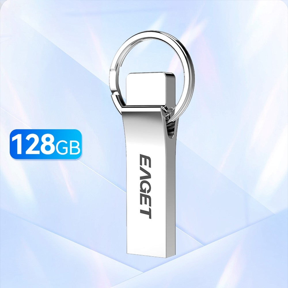 EAGET U9H 128GB USB2.0 Flash Drive Zinc Alloy U Disk with Metal Keyring for Home Office Backup