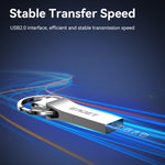 EAGET U9H 128GB USB2.0 Flash Drive Zinc Alloy U Disk with Metal Keyring for Home Office Backup