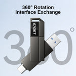 EAGET CF33 32GB USB 3.2 Type-A + Type-C 2 in 1 Flash Drive 360 Degree Rotatable Zinc Alloy Storage Disk