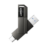 EAGET CF33 64GB USB 3.2 Type-A + Type-C 2 in 1 Flash Drive 360 Degree Rotatable Zinc Alloy Storage Disk