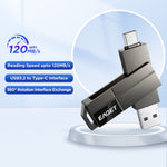 EAGET CF33 256GB USB 3.2 Type-A + Type-C 2-in-1 Flash Drive 360 Degree Rotatable Zinc Alloy Storage Disk