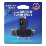 EAGET CF33 512GB USB 3.2 Type-A + Type-C 2-i-1 Flashdrev 360 Graders Roterbar Zinklegering Lagerdisk