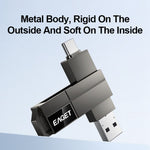 EAGET CF33 512GB USB 3.2 Type-A + Type-C 2-i-1 Flashdrev 360 Graders Roterbar Zinklegering Lagerdisk