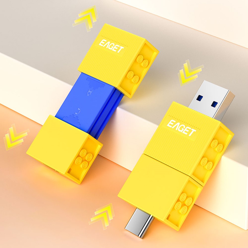 EAGET CF50 32GB Dual-Port Flash Drive Sliding Design USB 3.2 Type-A + Type-C High Speed Memory Stick