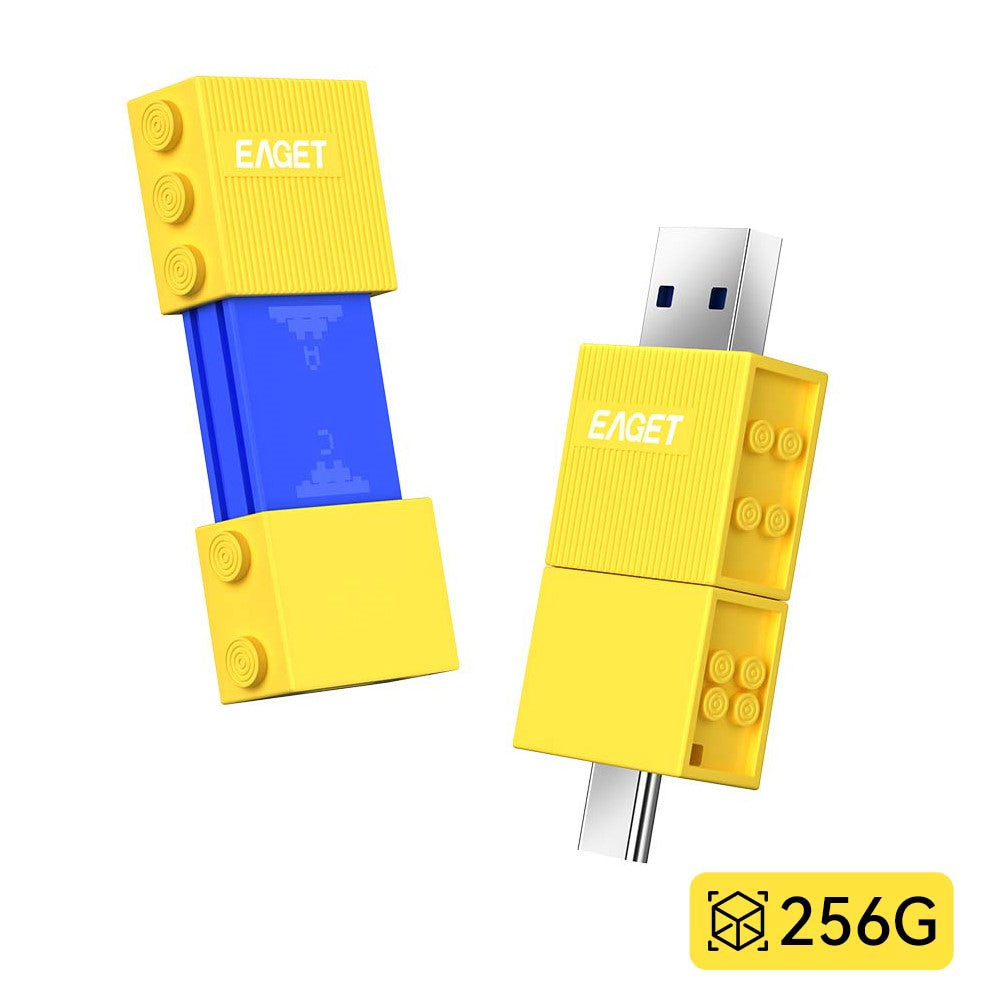 EAGET CF50 256GB Dual-Port Flash Drive Sliding Design USB 3.2 Type-A + Type-C High Speed Memory Stick