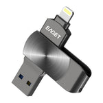 EAGET I66 128 GB U Disk MFI-certificeret Lightning + USB 3.2 Metalroterende Flashdrev til iPhone iPad Mac